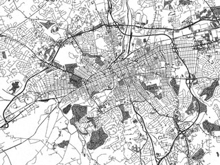 Artistic city map of York, Pennsylvania, created in hand-drawn black and white for editorial or decorative projects.