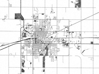 Poster-ready city map of Aberdeen South, Dakota, in black and white sketch-like style with detailed street layouts.