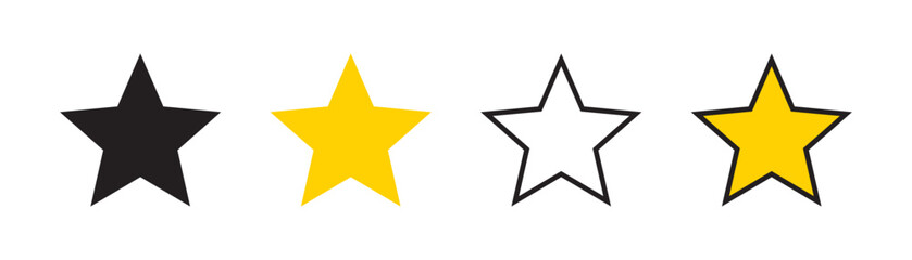 Star vector icons. Stars rating filled and outlined symbols isolated on white background.