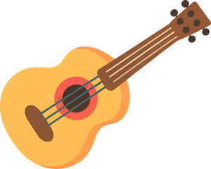 Classic Cuban Guitar Cartoon Illustration