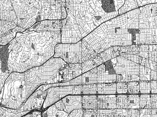 Naklejka premium Black and white sketch-style map of Alhambra, California, designed digitally with fine details and bold textures.
