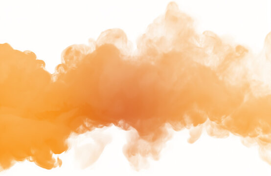 Orange smoke fire frame isolated on transparent or white background, colorful fog and smoke texture overlay, perfect for design, graphics, decoration, and artistic projects.