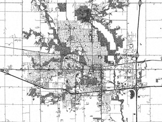 Obraz premium Black and white hand-drawn map of Ames, Iowa, designed as a decorative illustration.
