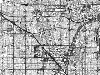 Fototapeta premium Black and white hand-drawn map of Anaheim, California, designed as a decorative illustration.