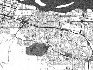 Fototapeta premium Black and white hand-drawn map of Antioch, California, designed as a decorative illustration.