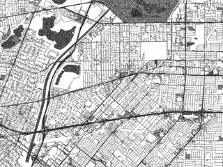 Obraz premium Black and white sketch-style map of Baldwin_Park, California, designed digitally with fine details and bold textures.