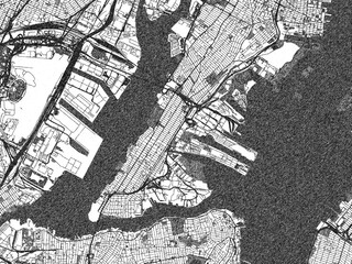 Obraz premium Minimal city map illustration of Bayonne, New_jersey, in hand-drawn style monochrome with strong gridlines and shaded areas.