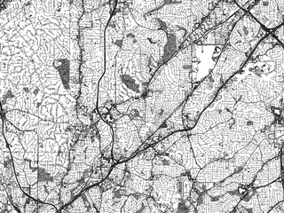 Poster-ready illustration map of Brookhaven, Georgia, in black and white hand-drawn style.
