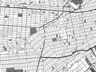 Minimalist map of Brownsville, New_York, illustrated in black and white with a bold street grid and shaded parks.