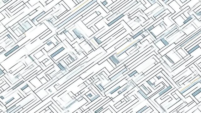 Abstract geometric pattern with diagonal black lines and light blue blocks