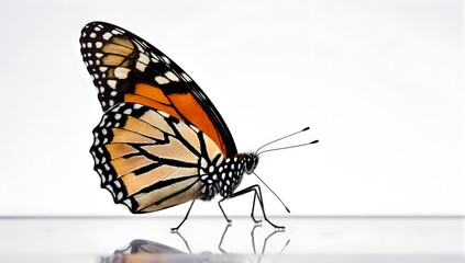 Obraz premium Monarch butterfly isolated on white background macro