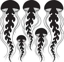 Jellyfish Silhouette Vector Illustration
