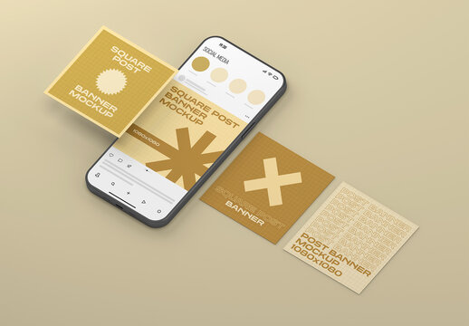 Social Media Square Posts Banners Mockup