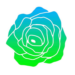 Stylized Gradient Rose in Blue and Green Hues, Isolated on a Light Gray Background - Elegant Floral Design, Digital Art, Nature Theme