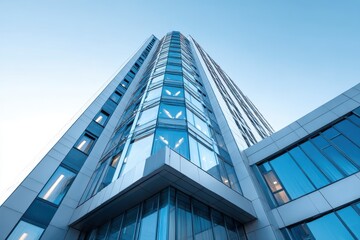 Fototapeta premium Energy Efficient Office Building. Beautiful Urban Architecture with Tinted Windows