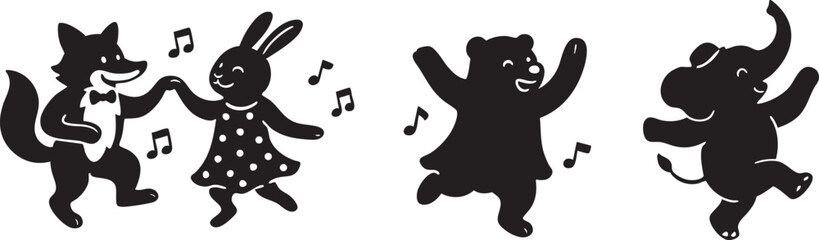 Obraz premium Dancing Fox with Musical Notes