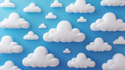 Fototapeta premium A beautiful scene of fluffy clouds against a bright blue sky, evoking a sense of peace and serenity