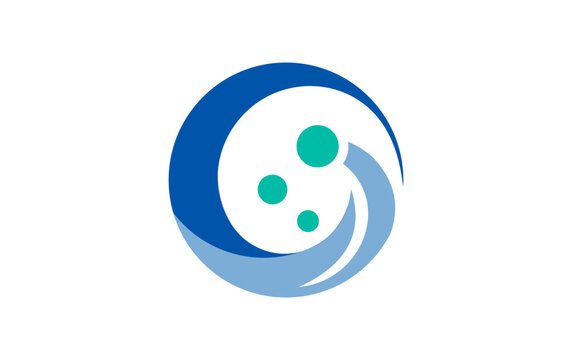 Abstract Wave Circle Logo with Bubbles
