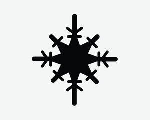 Snowflake Icon Black Snow Flake Ice Graphic Symbol Winter Season Old Icy Freezing Weather Christmas Holiday Cold Frost Frostbite Frozen Snowing Sign