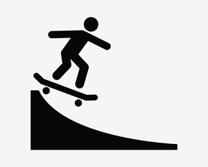 Skateboarding Icon Skateboard Player Riding Skate Board on Rolling Down Hill Ram for Stunt Athlete Extreme Sports Urban Lifestyle Tricks Recreation