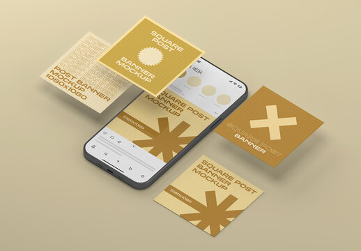Social Media Square Posts Banners Mockup