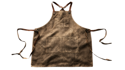 Rustic apron with worn look background isolated on a Transparent background, PNG file.