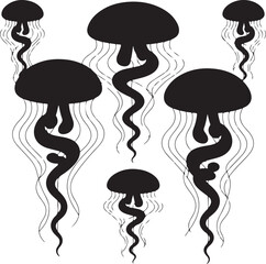 Jellyfish Silhouette Vector Illustration