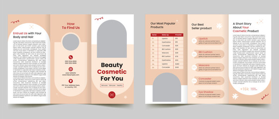 beauty cosmetic trifold brochure template