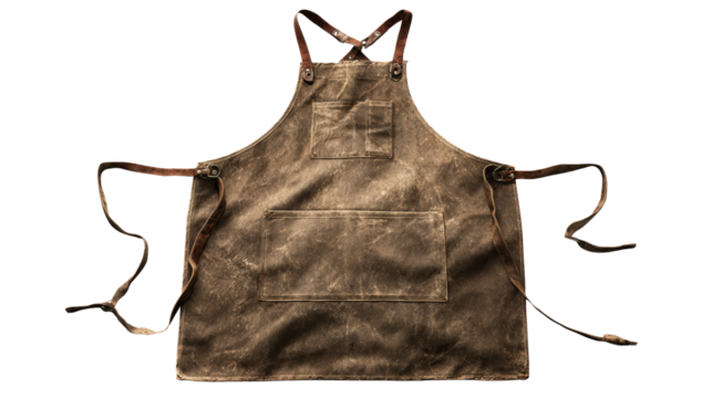 Rustic apron with worn look background isolated on a Transparent background, PNG file.