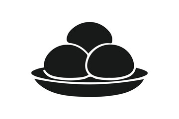 Simple illustration of three buns in a bowl
