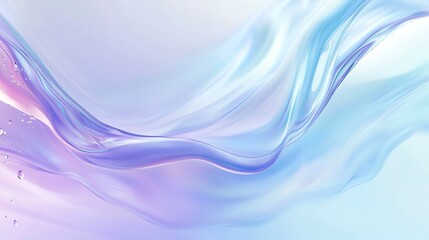 Fototapeta premium Abstract liquid wave background in light blue and purple with iridescent gradient effect, water droplet reflections and copy space, dreamy fluid design for branding