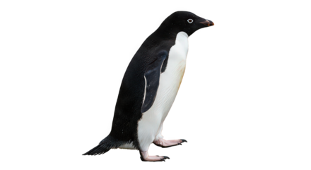 Adelie penguin isolated on transparent background, a striking image of antarctic wildlife, showcasing its distinctive black and white plumage