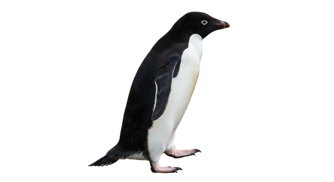 Adelie penguin isolated on transparent background, a striking image of antarctic wildlife, showcasing its distinctive black and white plumage