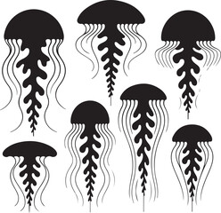 Jellyfish Silhouette Vector Illustration