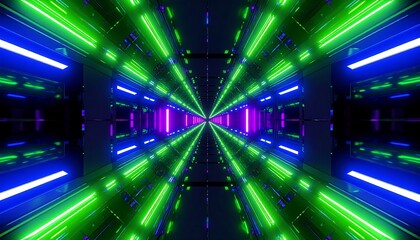 Neon tunnel with symmetrical design