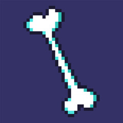 Obraz premium Pixel art bone. Retro Halloween vector illustration for video game assets, spooky merchandise, and festive holiday designs.