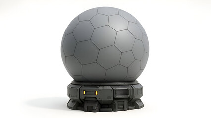 3D Render of Spherical Radar Dome for Air Defence on White Background