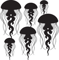 Jellyfish Silhouette Vector Illustration