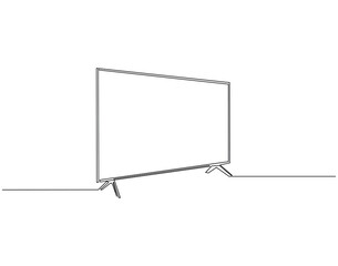 Continuous one line drawing of modern television. One line drawing illustration of TV technology. Modern technology concept single line. Editable outline