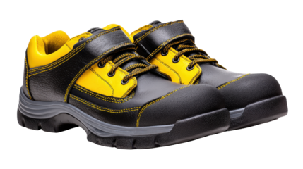 Safety shoes with anti-slip soles background isolated on a Transparent background, PNG file.