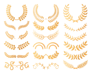 金色の葉っぱのリース・飾り枠