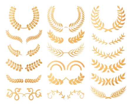 金色の葉っぱのリース・飾り枠