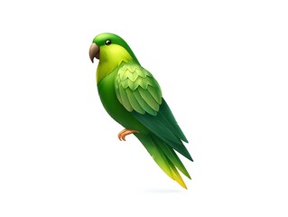 Jungle parakeet emoji icon in green feather tones with smooth blur depth