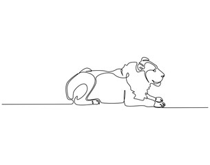 Continuous one line drawing of lion animal. One line drawing illustration of lion. King of jungle concept single line. Editable outline