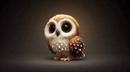 Owl emoji icon perched with feather details and dim light gradient background