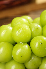 Fresh Green Grapes with Water Droplets - Healthy Organic Fruit Close-up