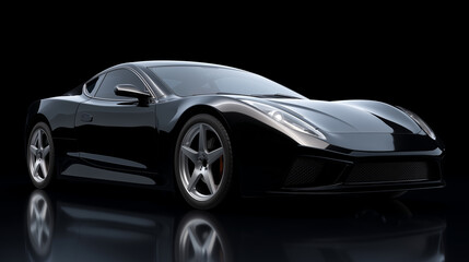 Fototapeta premium Black unbranded sports car isolated on dark background