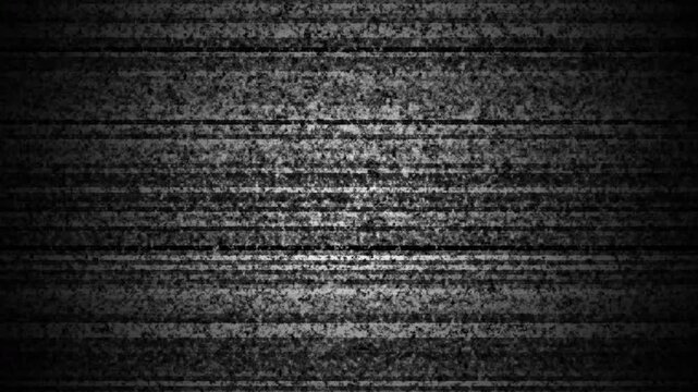 Static glitch noise on old analog TV screen with white distortion, no signal effect, flickering CRT display, retro television shutdown animation, vintage texture, and static noise backdrop