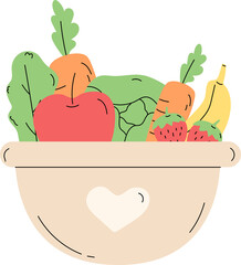 vegetables and fruits in a basket. Eat healthy
