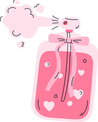 Spray perfume on a pink rose